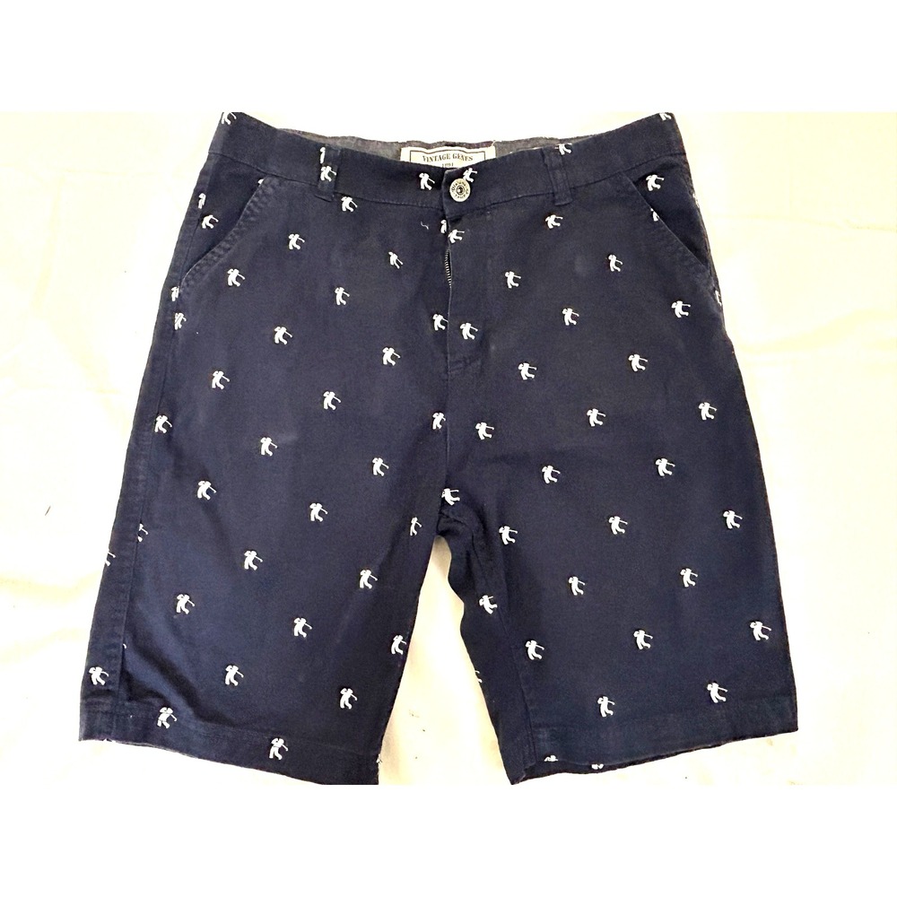 Vintage Genes 1891 Slim Fit Cotton Blend Golf Logo Men's Size 34"  Blue Shorts